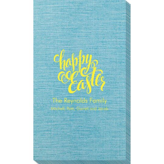Calligraphy Happy Easter Bamboo Luxe Guest Towels